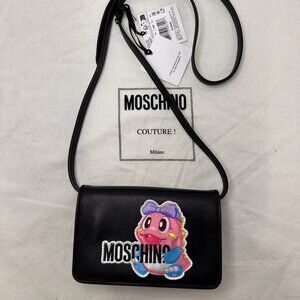 SS24 MOSCHINO Couture Jeremy Scott Black w/ Pink Bubble Bobble Dragon Purse Bag